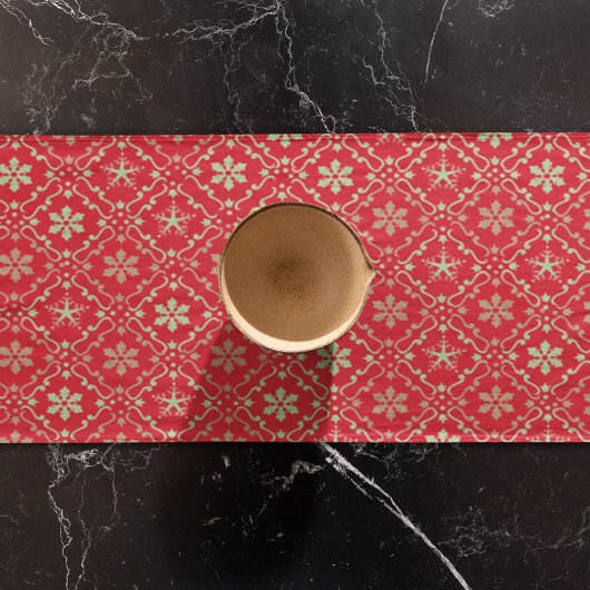 Weihnachten Einfache rote grüne Schneeflocke Muste Kurzer Tischläufer