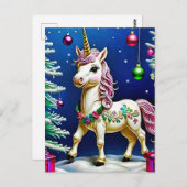 Weihnachten einhorchen postkarte (Vorne/Hinten)