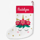 Weihnachten Einhorn Blume Sterne Personalisierter Kleiner Weihnachtsstrumpf (Rückseite)