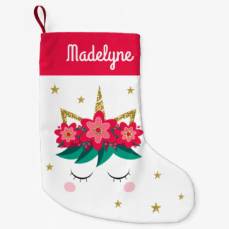 Weihnachten Einhorn Blume Sterne Personalisierter Kleiner Weihnachtsstrumpf
