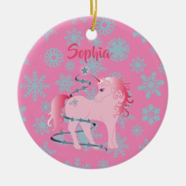 Weihnachten Einhorn Custom Foto Pink Niedlich Girl Keramik Ornament