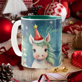 Weihnachten Einhorn Custom Holiday Zweifarbige Tasse