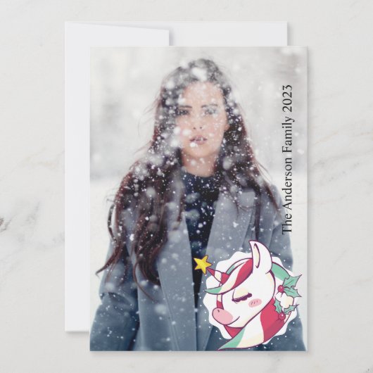 Weihnachten Einhorn Fügen Sie Ihre eigene Foto-Url (Vorderseite)