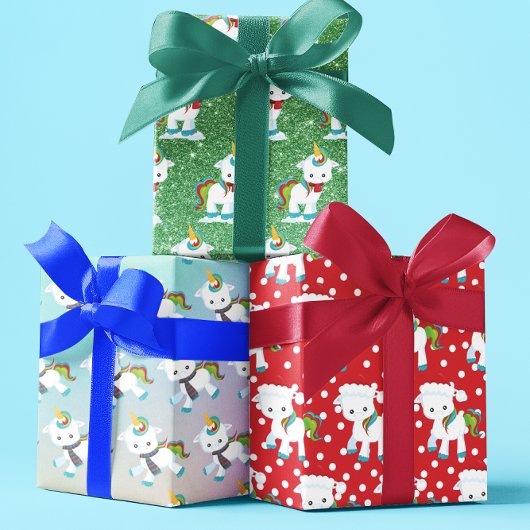 Weihnachten Einhorn Fun Muster Geschenkpapier Set