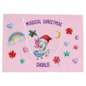 Weihnachten Einhorn Geschenk Wrapping Magischer Fe Große Geschenktüte (Rückseite)