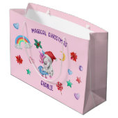 Weihnachten Einhorn Geschenk Wrapping Magischer Fe Große Geschenktüte (Rückseite Schrägansicht)