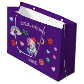 Weihnachten Einhorn Geschenk Wrapping Magischer Fe Große Geschenktüte (Vorderseite Schrägansicht)