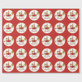 Weihnachten Einhorn Gesicht Personalisiert Red Gol Geschenkpapier (Flach)