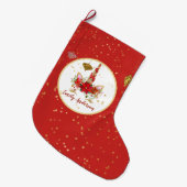 Weihnachten Einhorn Gesicht Personalisiert Red Gol Großer Weihnachtsstrumpf (Vorderansicht (hängend))