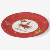 Weihnachten Einhorn Gesicht Personalisiertes Party Pappteller (Schrägansicht)