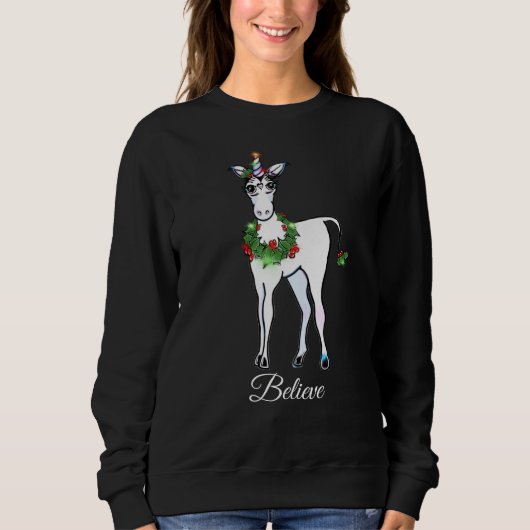 Weihnachten Einhorn, glauben Sweatshirt (Vorderseite)