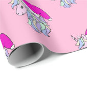 Weihnachten Einhorn in Weihnachtsmannmütze Rosa Fa Geschenkpapier (Rolleneckpunkt)
