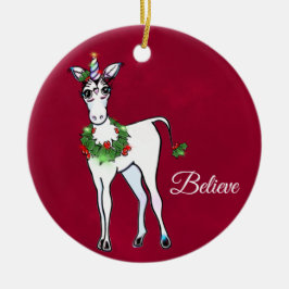 Weihnachten Einhorn magische Fantasie Keramik Ornament