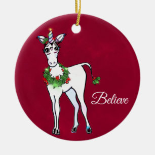 Weihnachten Einhorn magische Fantasie Keramik Ornament