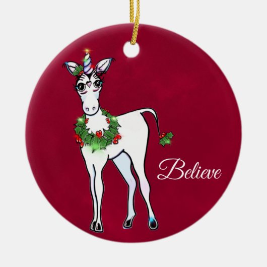 Weihnachten Einhorn magische Fantasie Keramik Ornament (Vorne)