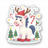 Weihnachten Einhorn Niedlich Magische Weihnachtsmä Aufkleber (Vorderseite)