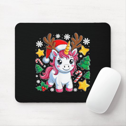 Weihnachten Einhorn Niedlich Magische Weihnachtsmä Mousepad (Mit Mouse)