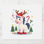 Weihnachten Einhorn Niedlich Magische Weihnachtsmä Schaumweinetikett (Einzelnes Label)