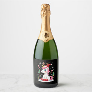 Weihnachten Einhorn Niedlich Magische Weihnachtsmä Schaumweinetikett