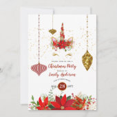 Weihnachten Einhorn Party Red Gold Spaß Moderne Einladung (Vorderseite)