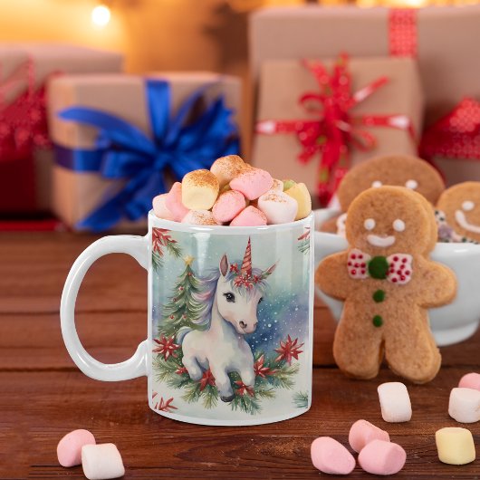 Weihnachten Einhorn Personalisierter Urlaub Zweifarbige Tasse