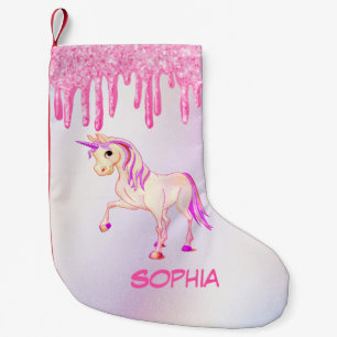 Weihnachten Einhorn Rosa Glitzer Girly Personal Kleiner Weihnachtsstrumpf