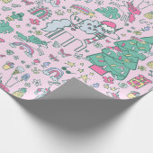 Weihnachten Einhorn Santa whimsical cactus monster Geschenkpapier (Ecke)