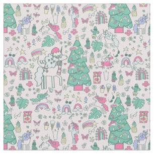 Weihnachten Einhorn Santa whimsical cactus monster Stoff