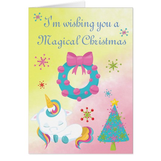 Weihnachten Einhorn Schneeflocken und Kranz (Vorne)