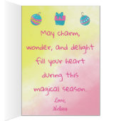 Weihnachten Einhorn Schneeflocken und Kranz (Innen (Rechts))