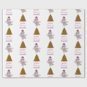 Weihnachten Einhorn Weihnachtsmannmütze Gold Glitz Geschenkpapier (Flach)