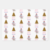 Weihnachten Einhorn Weihnachtsmannmütze Gold Glitz Geschenkpapier Set (Vorderseite 3)