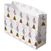 Weihnachten Einhorn Weihnachtsmannmütze Gold Glitz Große Geschenktüte (Rückseite Schrägansicht)