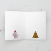 Weihnachten Einhorn Weihnachtsmannmütze Gold Glitz Karte (Innenseite)