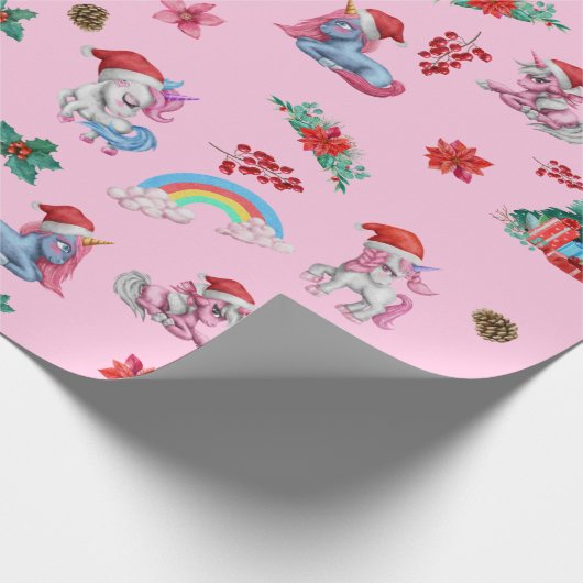 Weihnachten Einhorn Weihnachtswrapping Paper Kinde Geschenkpapier (Ecke)