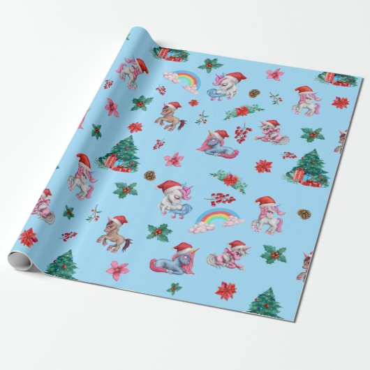 Weihnachten Einhorn Weihnachtswrapping Paper Kinde Geschenkpapier (Ungerollt)