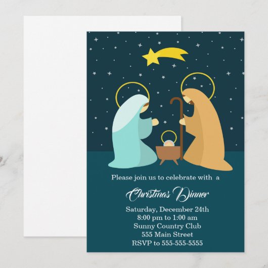 Weihnachten Einladung Geschenke Krippe (Vorne/Hinten)