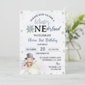 Weihnachten Einladung zum ersten Geburtstag (Stehend Vorderseite)