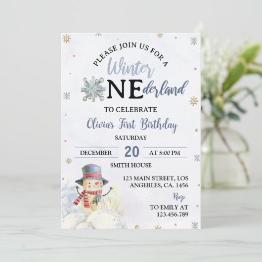 Weihnachten Einladung zum ersten Geburtstag (Stehend Vorderseite)