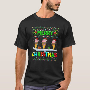 Weihnachten Eiscreme Lighting Weihnachtsmannmütze  T-Shirt