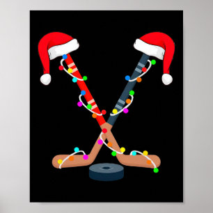Weihnachten Eishockeyschläger Weihnachtsmann Hut X Poster