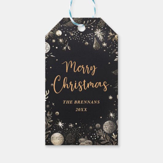 Weihnachten Elegant Gold Festive Merry Geschenkanhänger (Vorderseite)