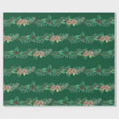 Weihnachten Elegant Green Holly Berry Pine Garland Geschenkpapier (Flach)