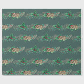 Weihnachten Elegant Holly Berry Pine Cone Garland Geschenkpapier (Flach)