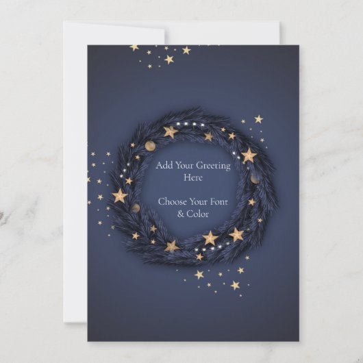 Weihnachten Elegante Blue Wreath TEMPLATE Card (Vorderseite)