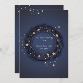Weihnachten Elegante Blue Wreath TEMPLATE Card