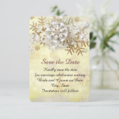 Weihnachten Elegante Goldene Schneeflocken Save th Save The Date (Stehend Vorderseite)