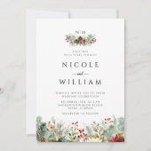 Weihnachten Elegante Hochzeit Wasserfarbe Einladung (Vorderseite)