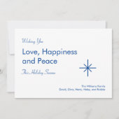 Weihnachten Elegante Script Peace Liebe Blue Snowf (Vorderseite)