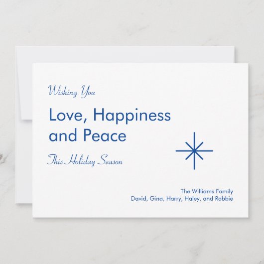Weihnachten Elegante Script Peace Liebe Blue Snowf (Vorderseite)